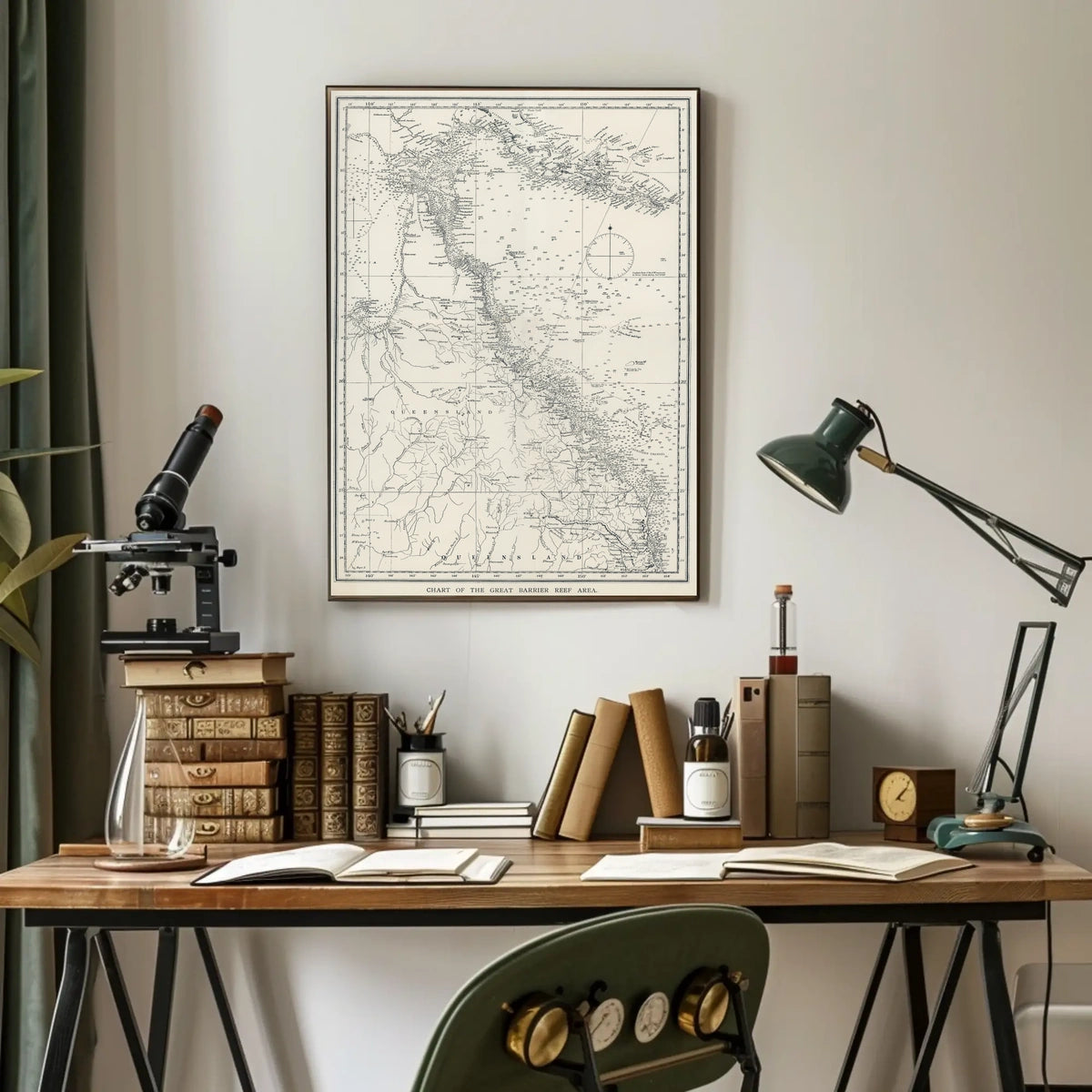 Chart Of The Great Barrier Reef Area Poster