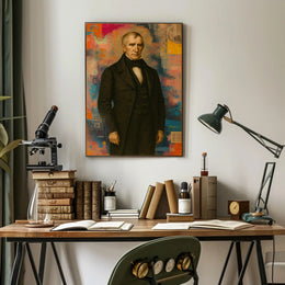 Distinguished Classical Portrait with Modern Abstract Artistic Poster