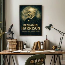 Benjamin Harrison 23rd President of the United States Double Exposure Poster