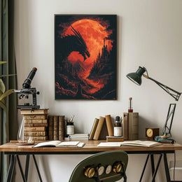 Epic Dragon Battle: Medieval Fantasy Art Poster PosterGoat