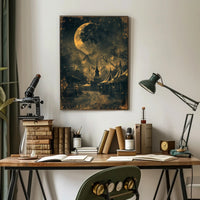 Vintage Carnival Moonlit Scene Under Gothic Artistic Poster PosterGoat