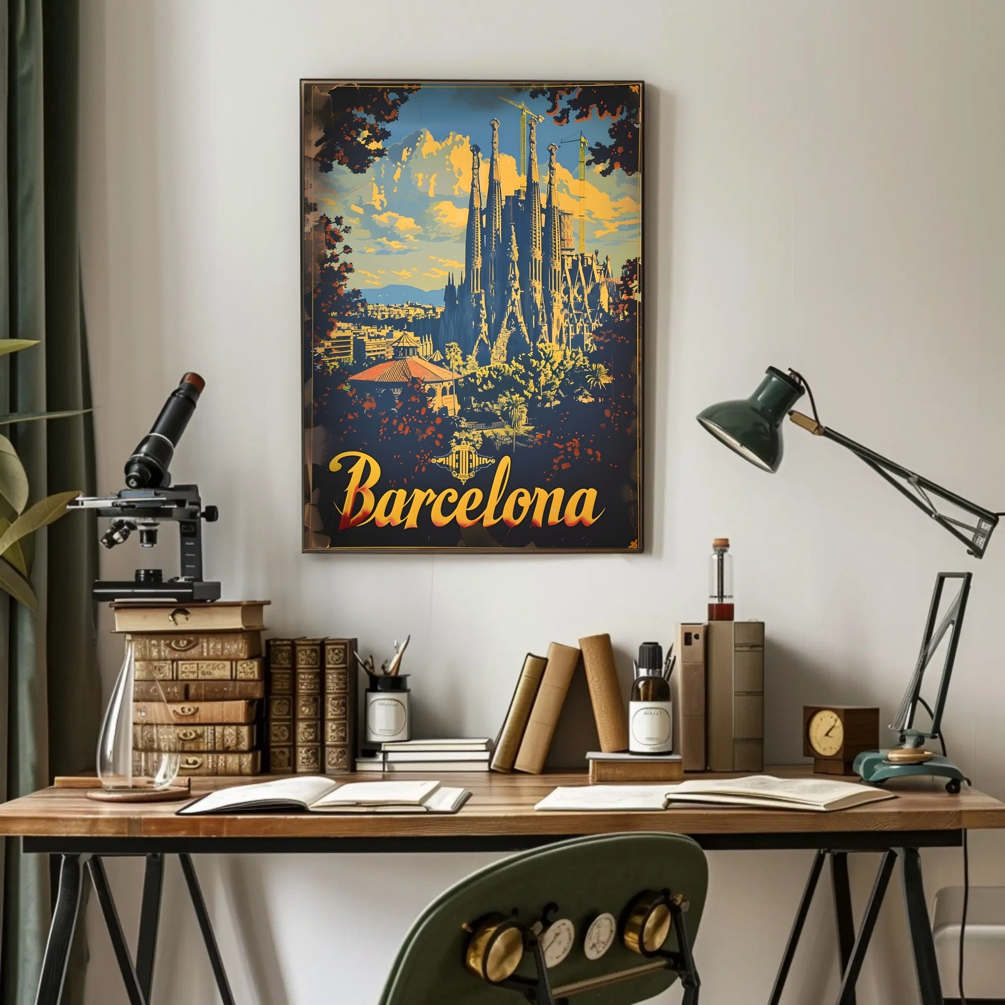 Barcelona's La Sagrada Familia Vintage Travel Poster