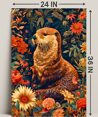 Enchanted Otter In A Floral Wonderland William Morris Art Poster