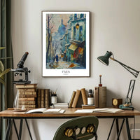 Picturesque Parisian Street Scene Watercolor Urban or Cityscape Poster PosterGoat