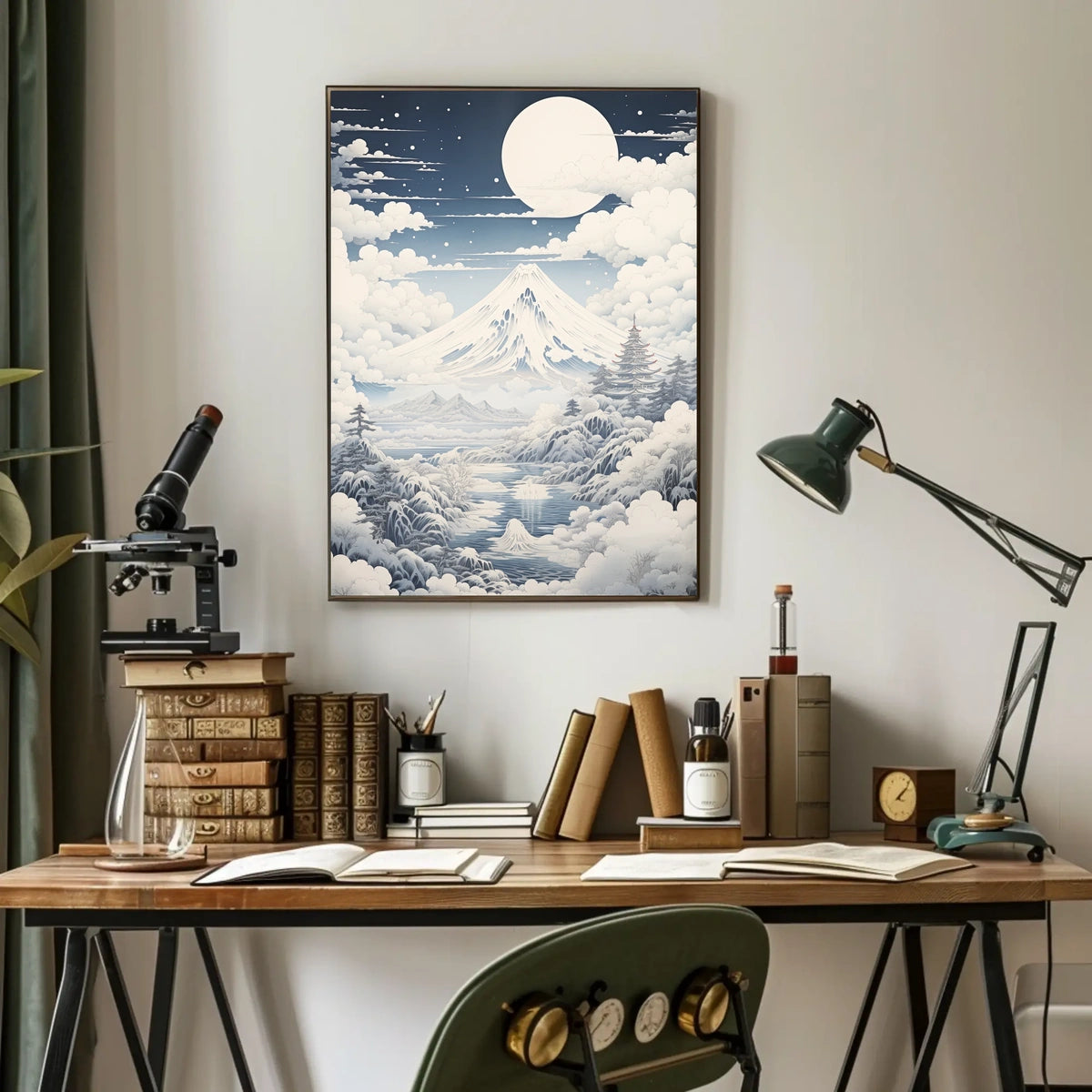 Serene Mount Fuji Nightscape Cultural or Heritage Poster