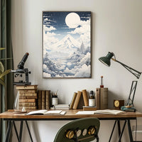 Serene Mount Fuji Nightscape Cultural or Heritage Poster