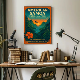 American Samoa Sunset, Lush Landscape National Park Poster