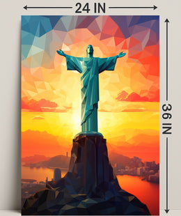 Christ The Redeemer At Sunset Poster