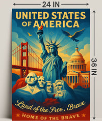 United States of America Land of the Free Poster PosterGoat