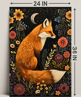 Whimsical Fox and Flora: Artistic Animal Poster