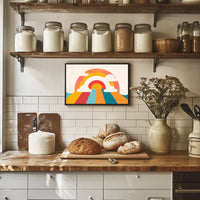 Retro Rainbow Mid-Century Modern Abstract Art Poster