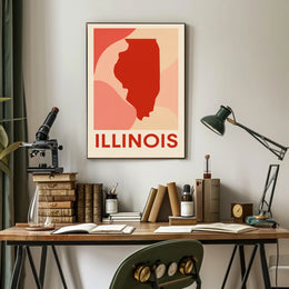 Illinois State Silhouette Poster