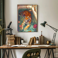 Serene Tiger in Bathtub Animal Poster PosterGoat