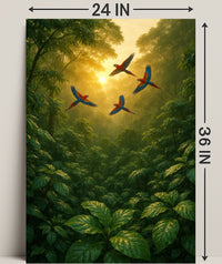 Lush Rainforest Paradise with Scarlet Macaws Animal Poster