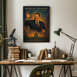 Reagan Era Leadership Vintage Patriotic Poster Art