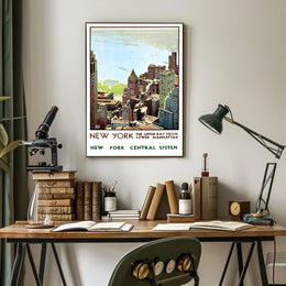 New York City Skyline Travel Poster Vintage Wall Art