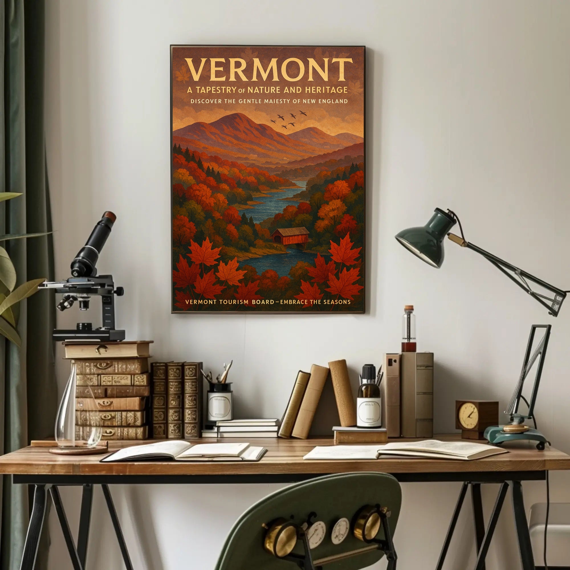 Vermont Autumn Landscape Poster Wall Art Print