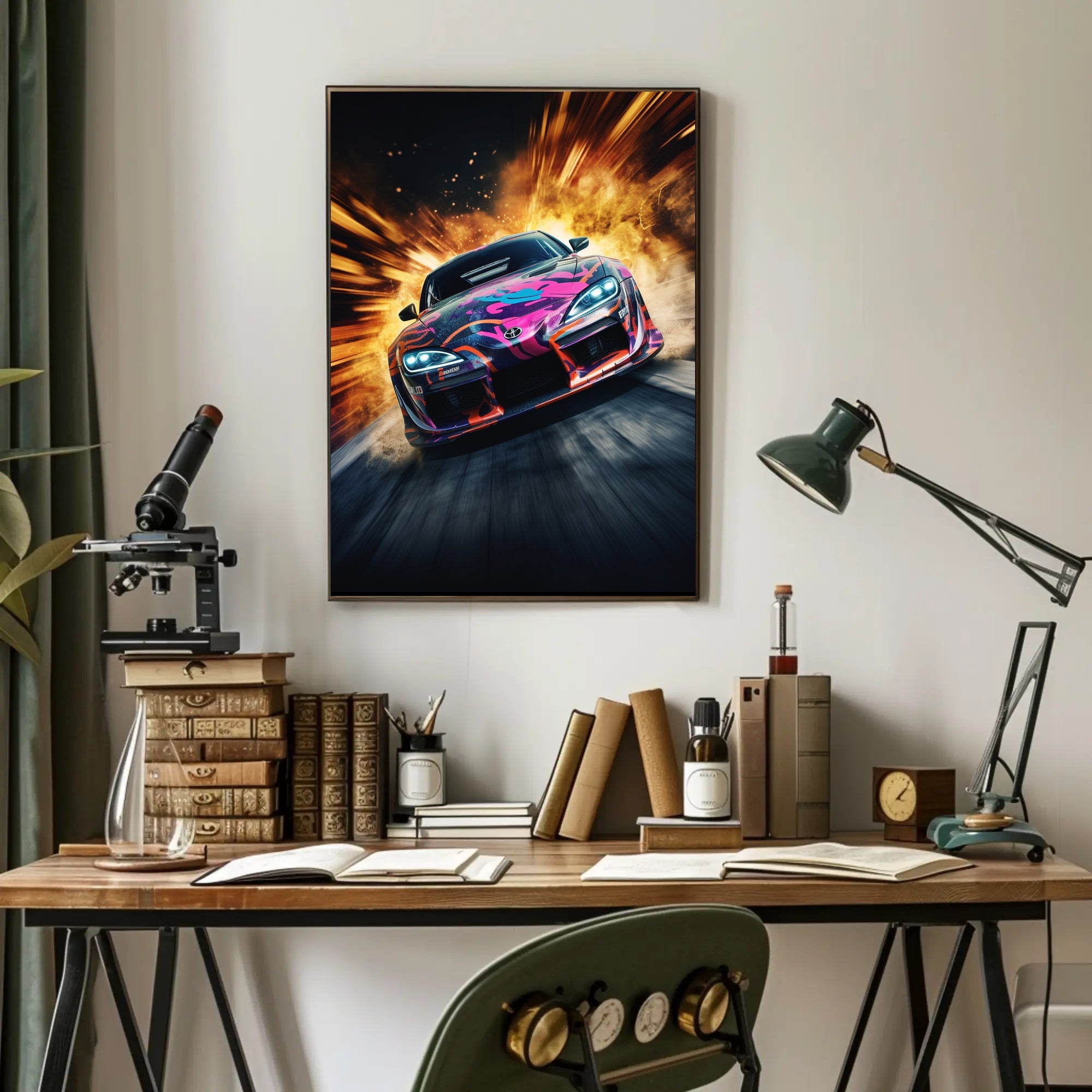Speed and Power Multicolored Sports Car Poster