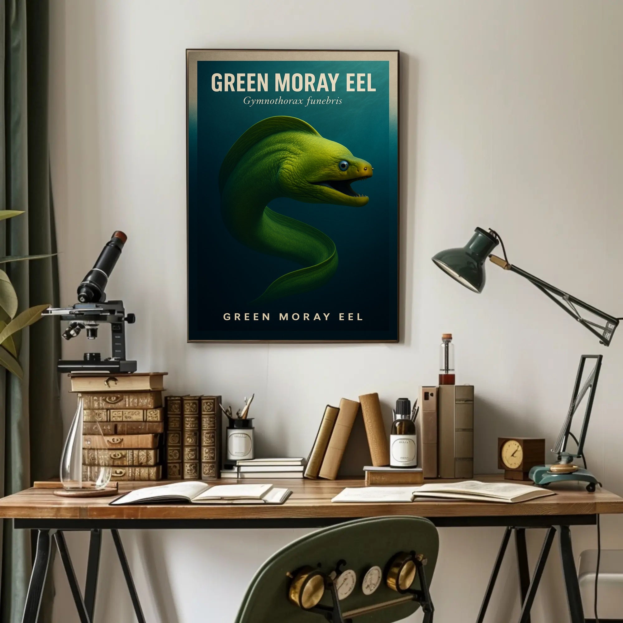 Green Moray Eel Photorealistic Artwork Animal Poster PosterGoat