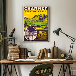 Travel to Charmey: Vintage Swiss Village Travel Poster PosterGoat