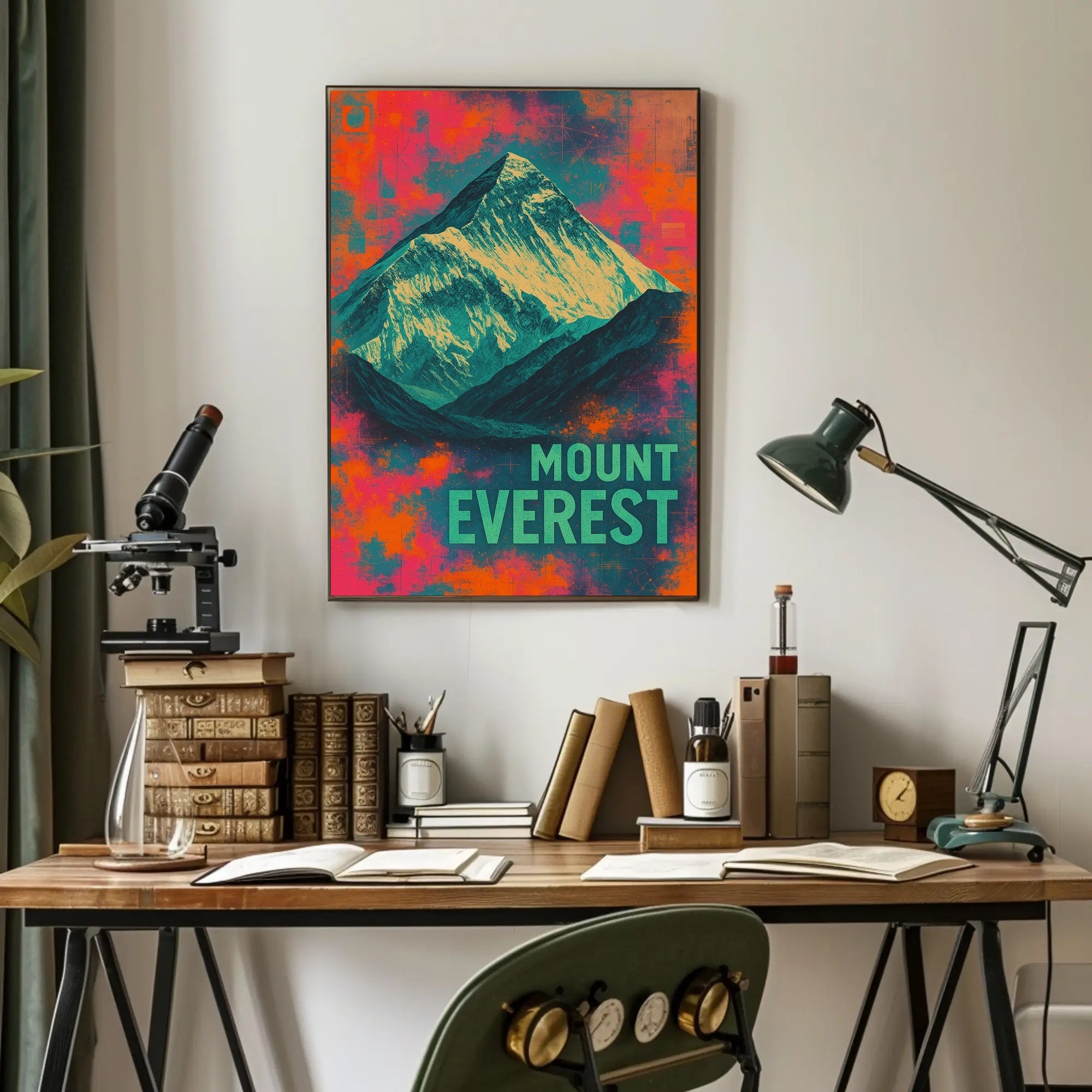 Mount Everest Abstract Art, Vibrant Modern National Park Poster