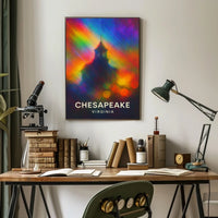 Chesapeake Virginia Scenic Travel Art Minimalist Realism Decor Souvenir Wanderlust Cityscape Inspiration Poster