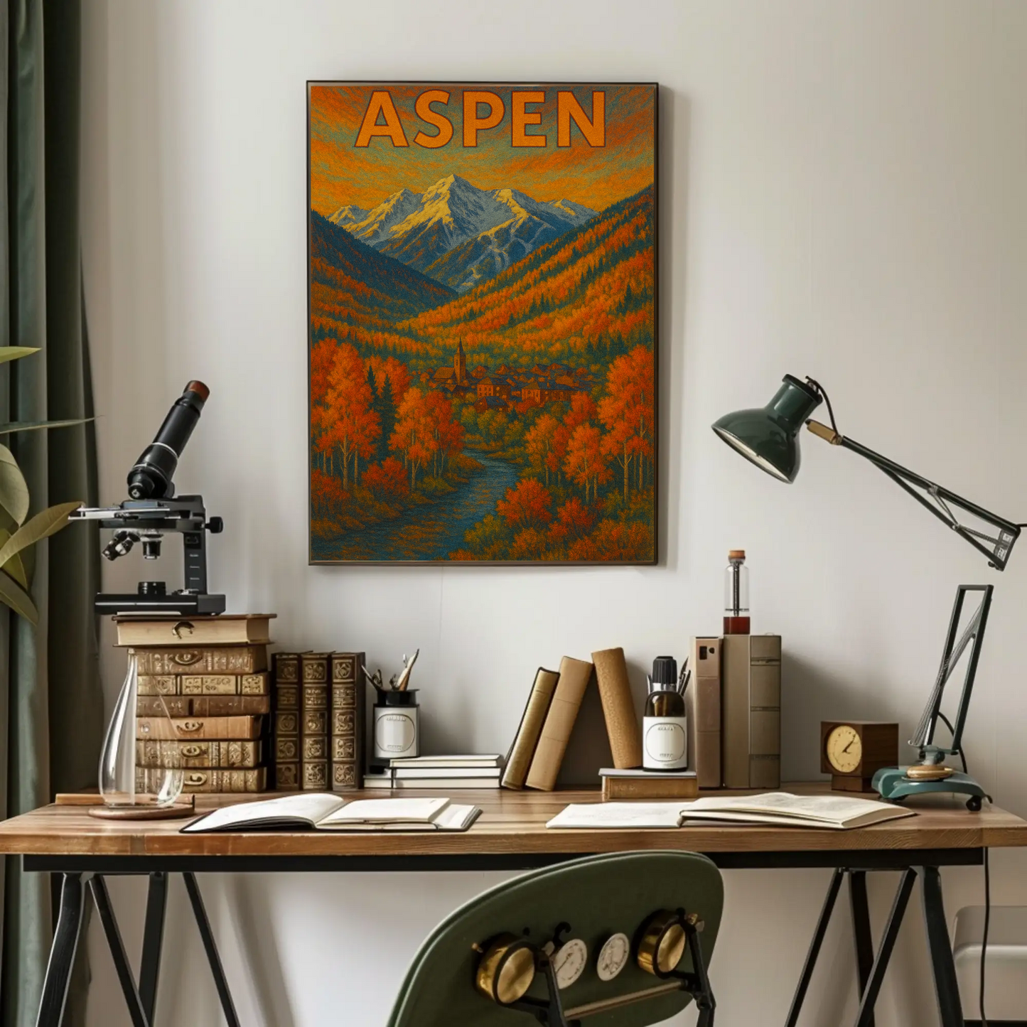 Aspen Autumn Mountain Town Travel Poster