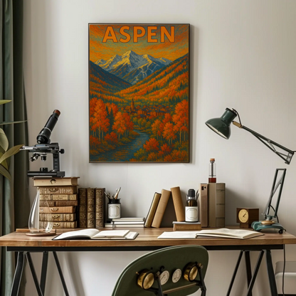 Aspen Autumn Mountain Town Travel Poster