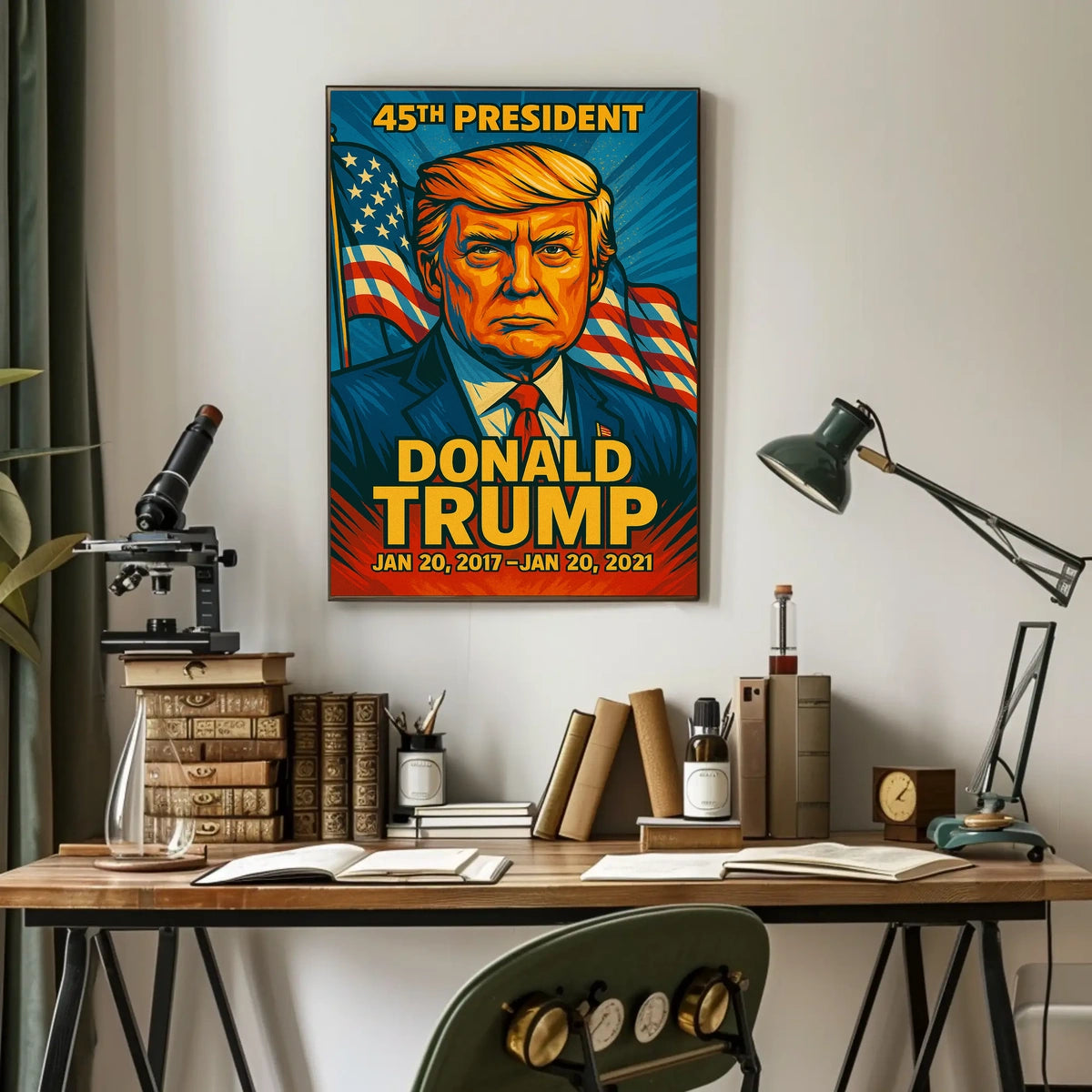 Donald Trump 45th President of the United States Colorful Comic Book Style Poster
