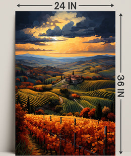 Golden Vineyard At Sunset Poster