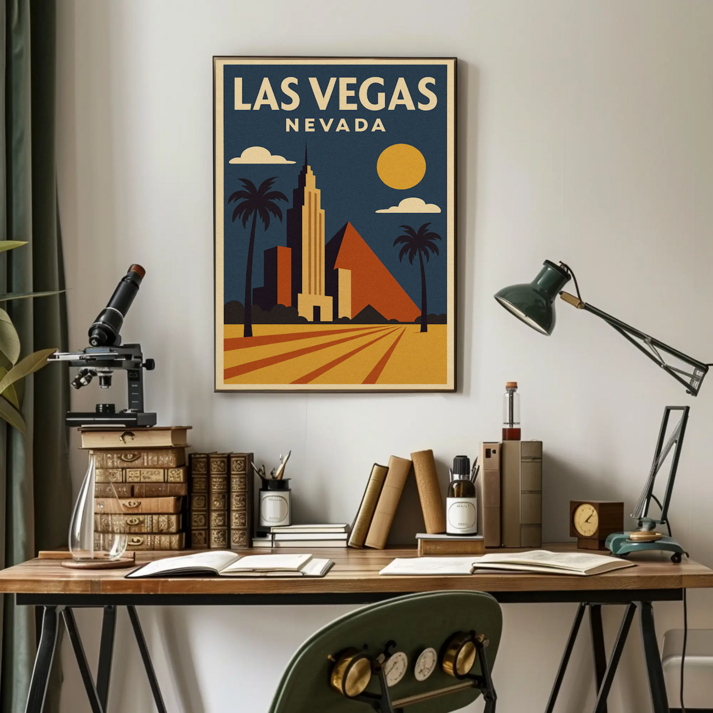 Las Vegas Nevada Geometric Retro Buildings Art Poster