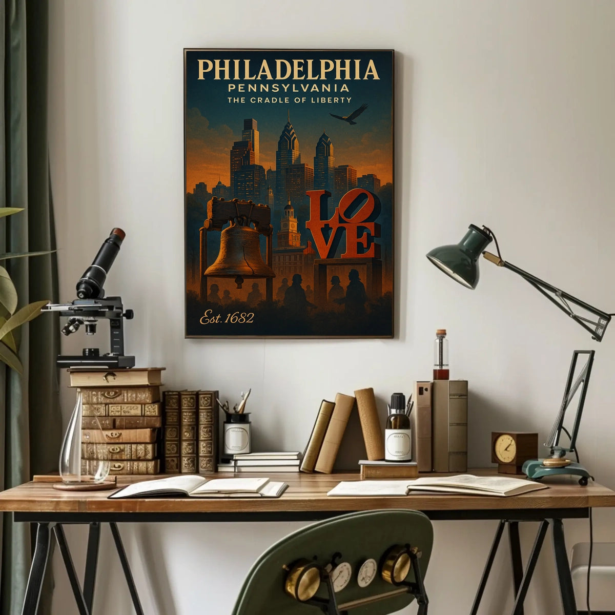 Philadelphia Liberty Vintage Art Poster: Iconic Symbols