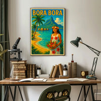 Tropical Vintage Bora Bora Travel Poster PosterGoat