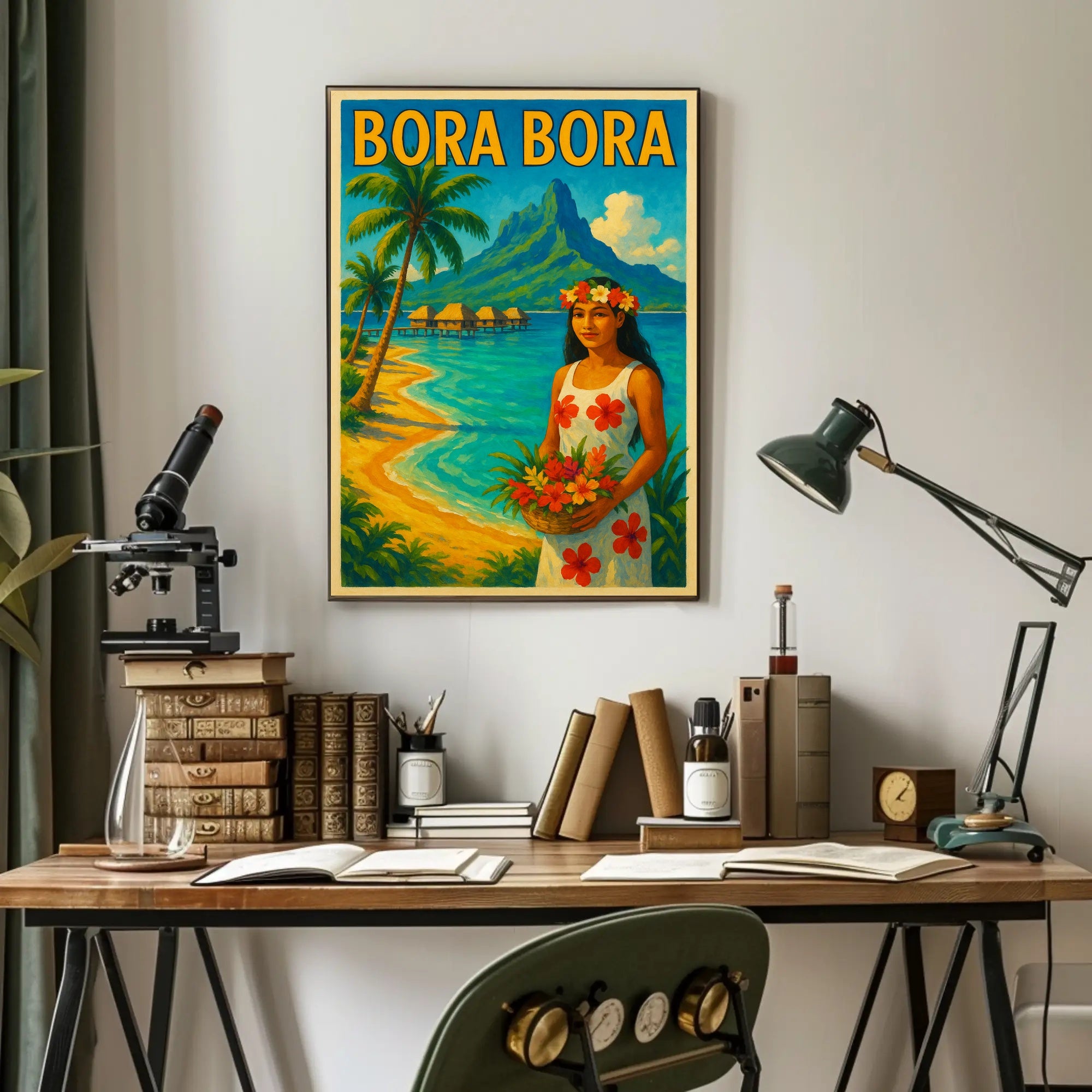 Tropical Vintage Bora Bora Travel Poster PosterGoat