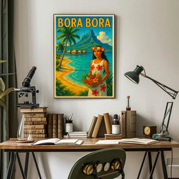 Tropical Vintage Bora Bora Travel Poster PosterGoat