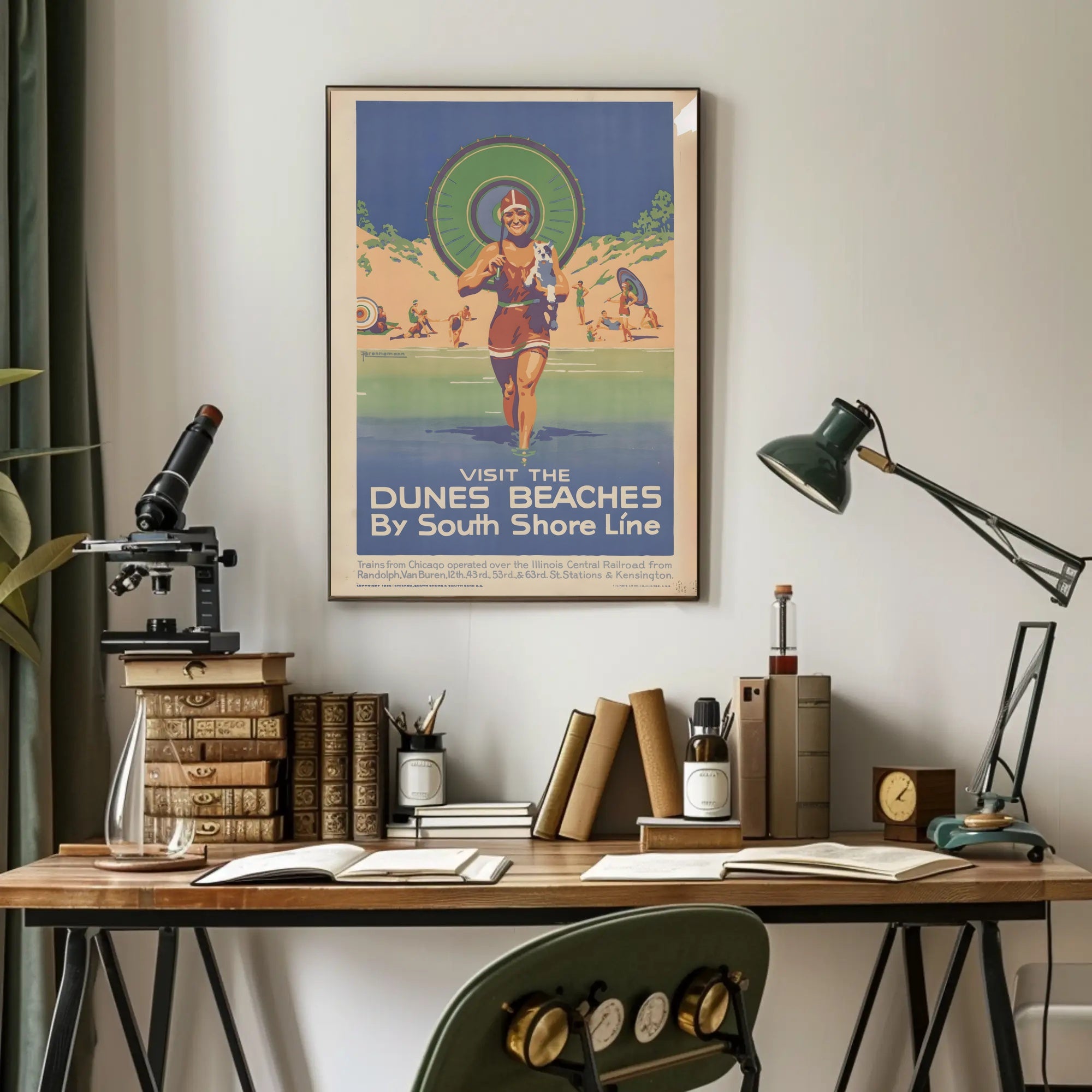 Vintage Beach Vibes South Shore Line Travel Poster
