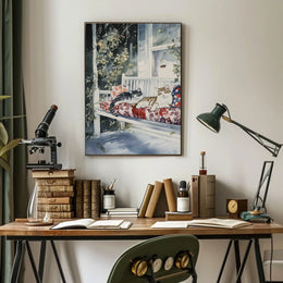 American Flag Street Scene Urban Wall Art Decor Poster