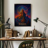 Bagan Mystical Temples Surreal Art Poster Print