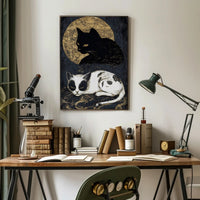 Mystical Cats Moonlight Fantasy or Mythology Poster PosterGoat