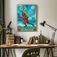 Baseball-Playing Reindeer Poster