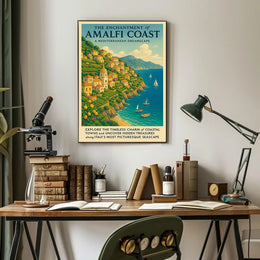 Amalfi Coast Travel Dreamscape Vintage Art Poster