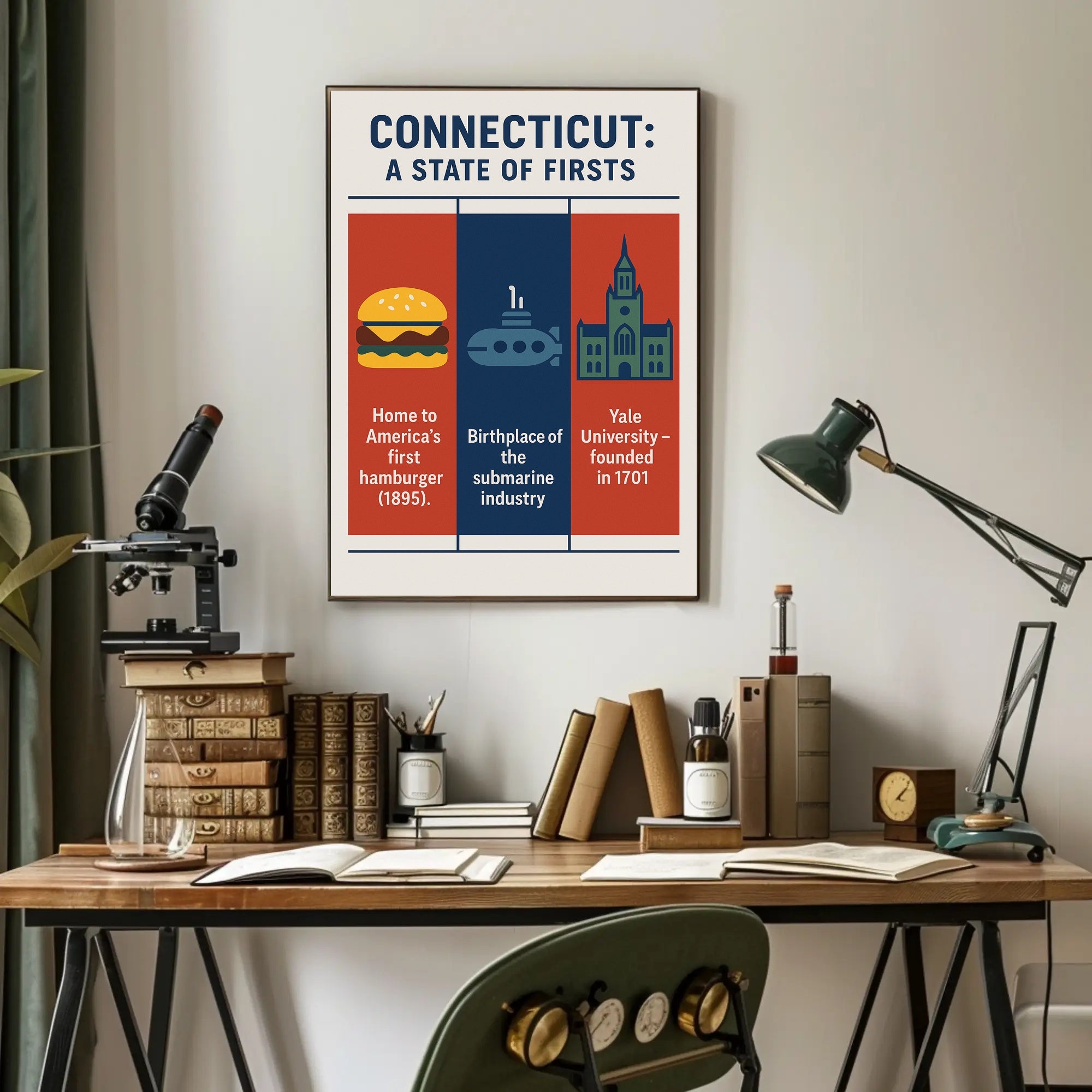 Connecticut A State of Firsts Poster Print PosterGoat