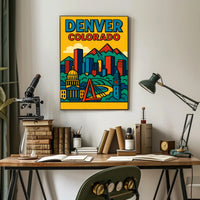 Denver Cityscape Illustrated in Retro Style Urban or Cityscape Poster PosterGoat