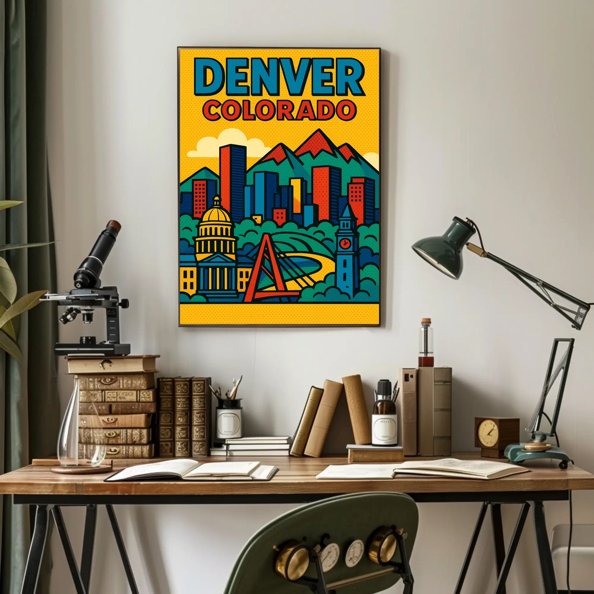 Denver Cityscape Illustrated in Retro Style Urban or Cityscape Poster PosterGoat
