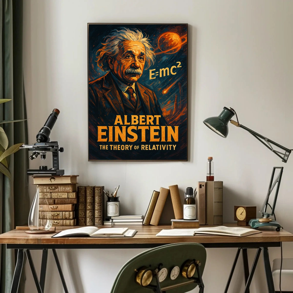 Albert Einstein Relativity Scientific Vintage Scenic Wall Art Educational Decor Wanderlust Poster