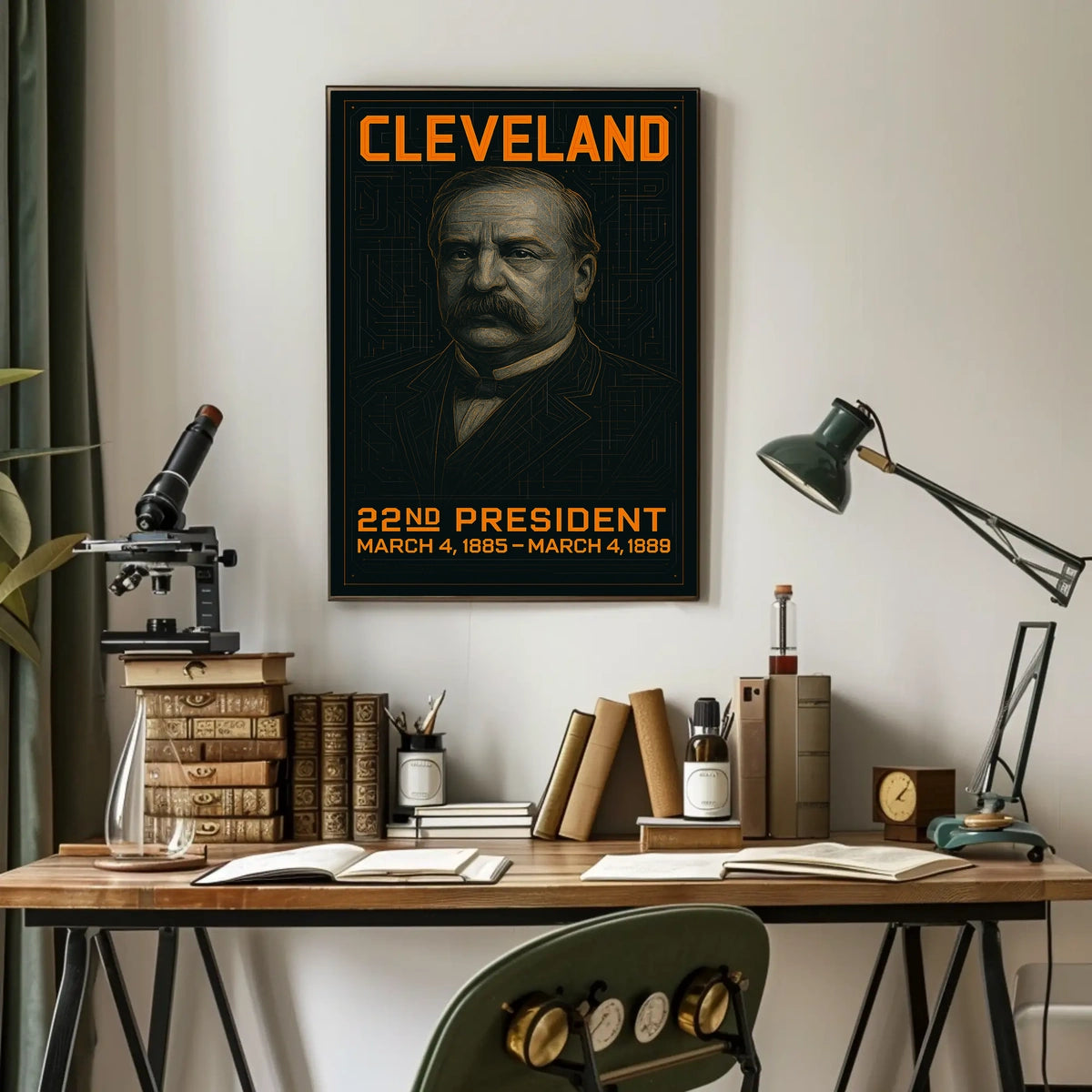 Grover Cleveland 22nd President of the United States Techno Schematic Poster
