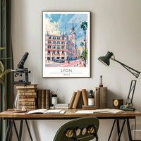 Vibrant Lyon Illustration Poster PosterGoat
