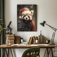 Festive Red Panda In Winter Wonderland Poster