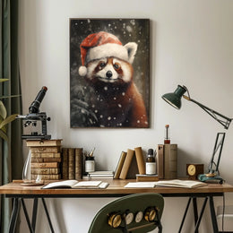 Festive Red Panda In Winter Wonderland Poster