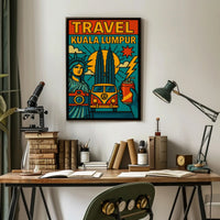 Kuala Lumpur Adventure Retro Travel Poster